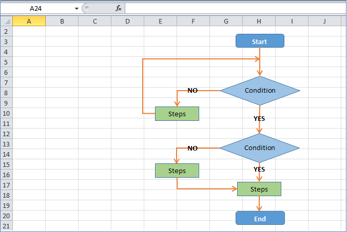 link shapes in excel