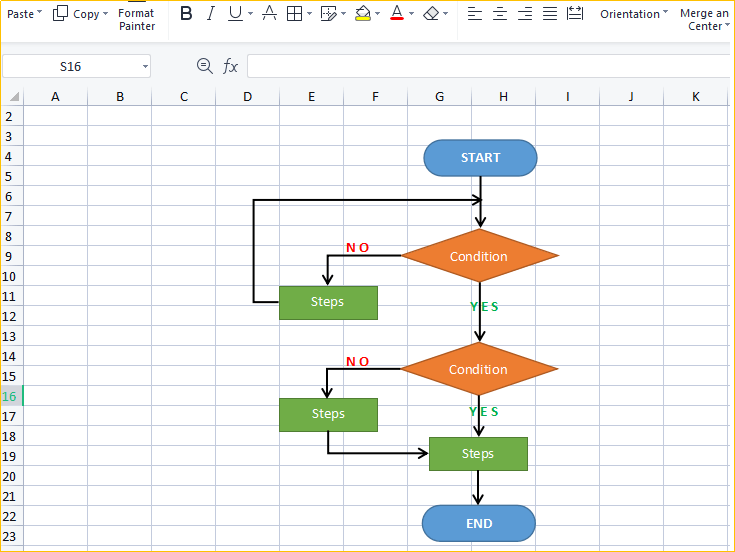 WPS Excelでフローチャートを作成する手順4