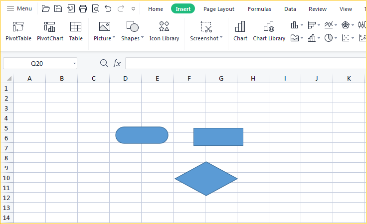 WPS Excelでフローチャートを作成する手順2