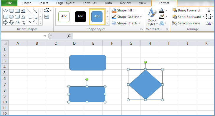 resize shapes in excel