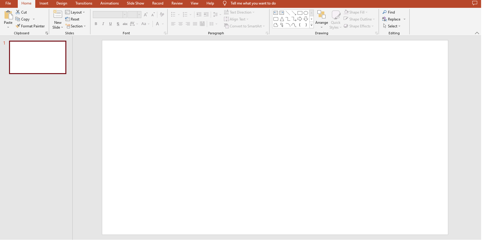 create a blank slide ppt