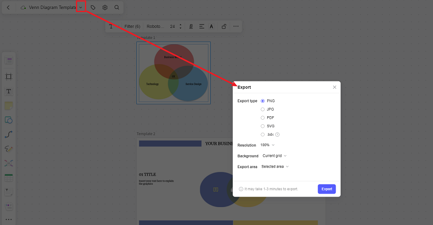 export venn diagram from Boardmix