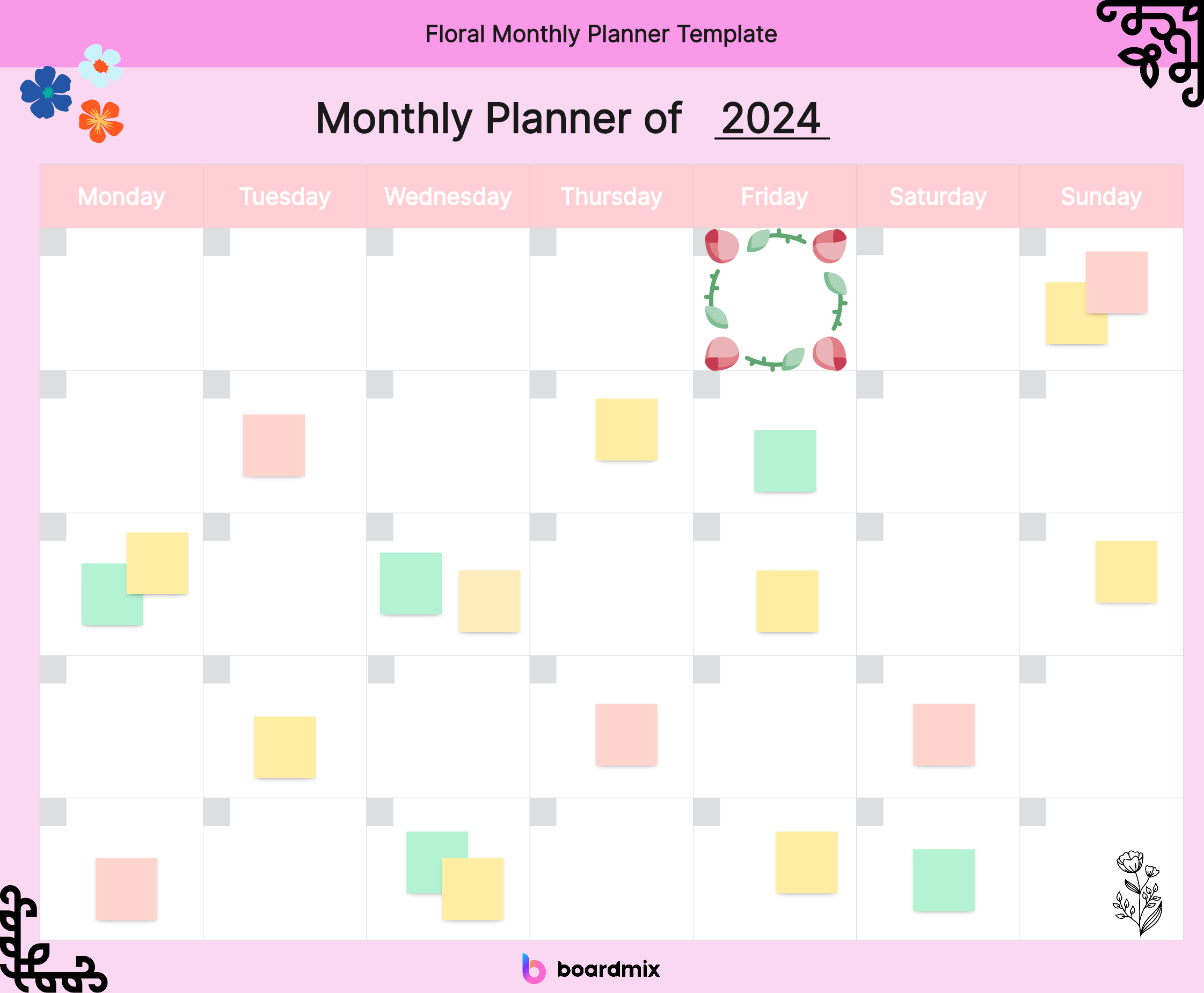 floral-monthly-planner-template