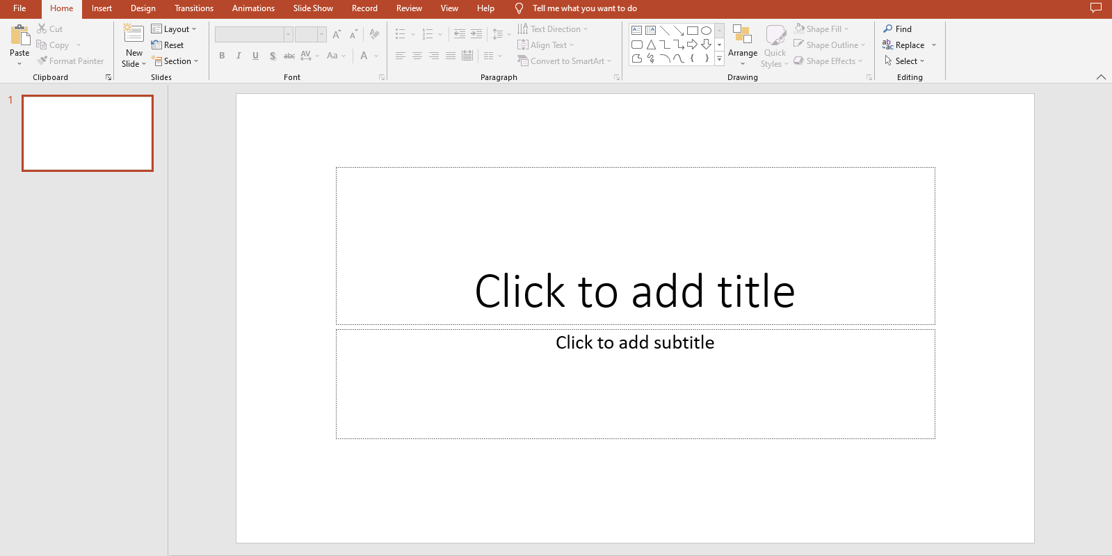 load a blank ppt screen