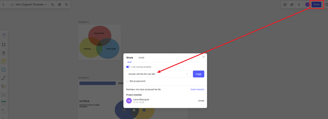 share venn diagram on Boardmix