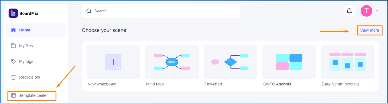 boardmix's template center