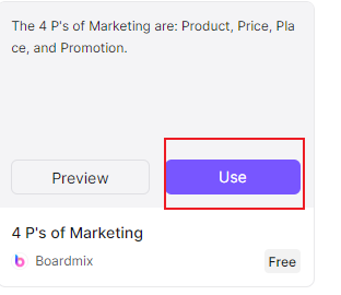 use 4 Ps of marketing template in Boardmix