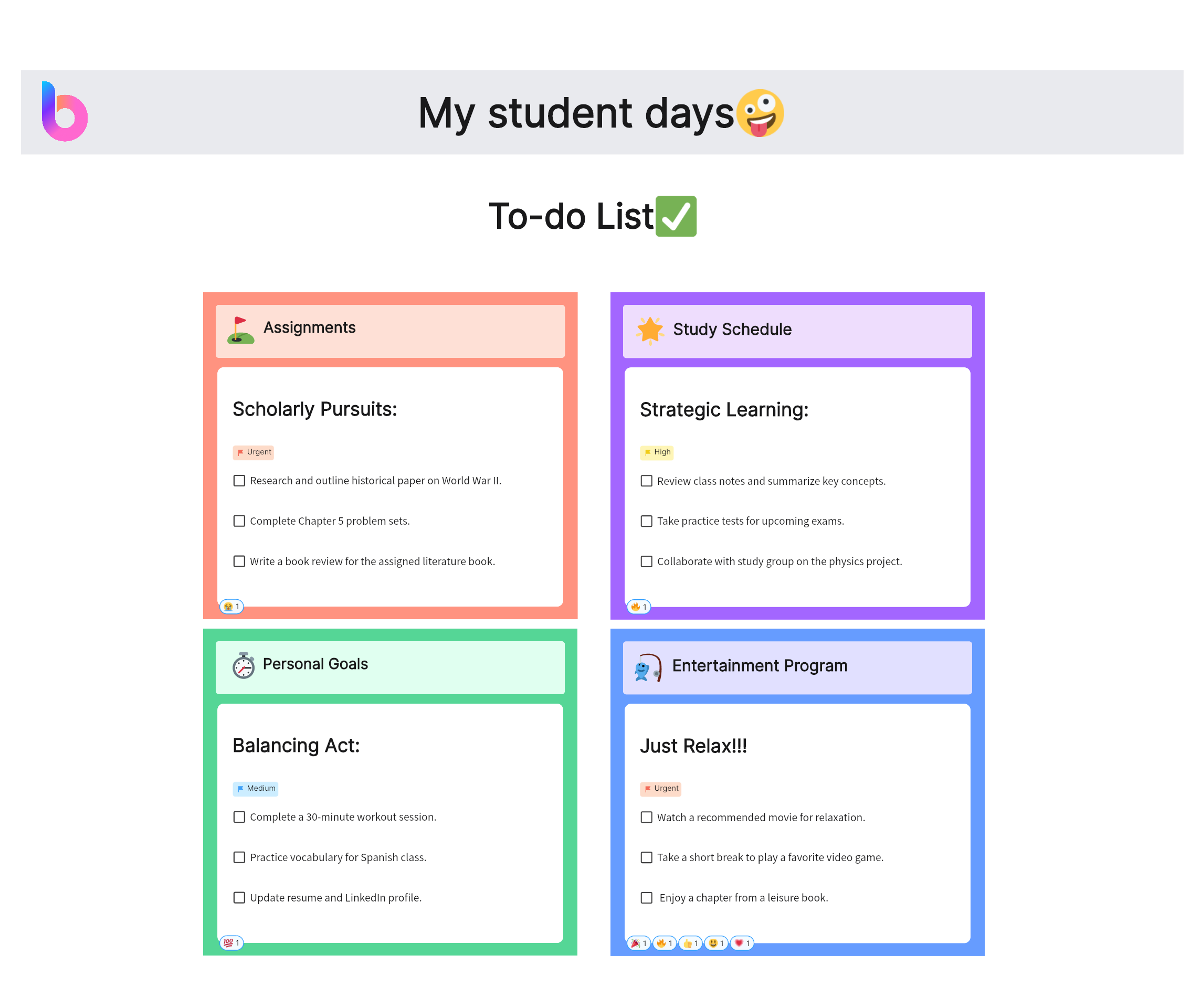 to do list for students