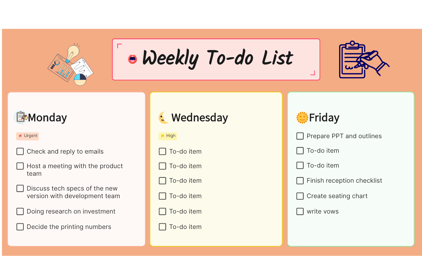Weekly To do List To Boost Your Productivity