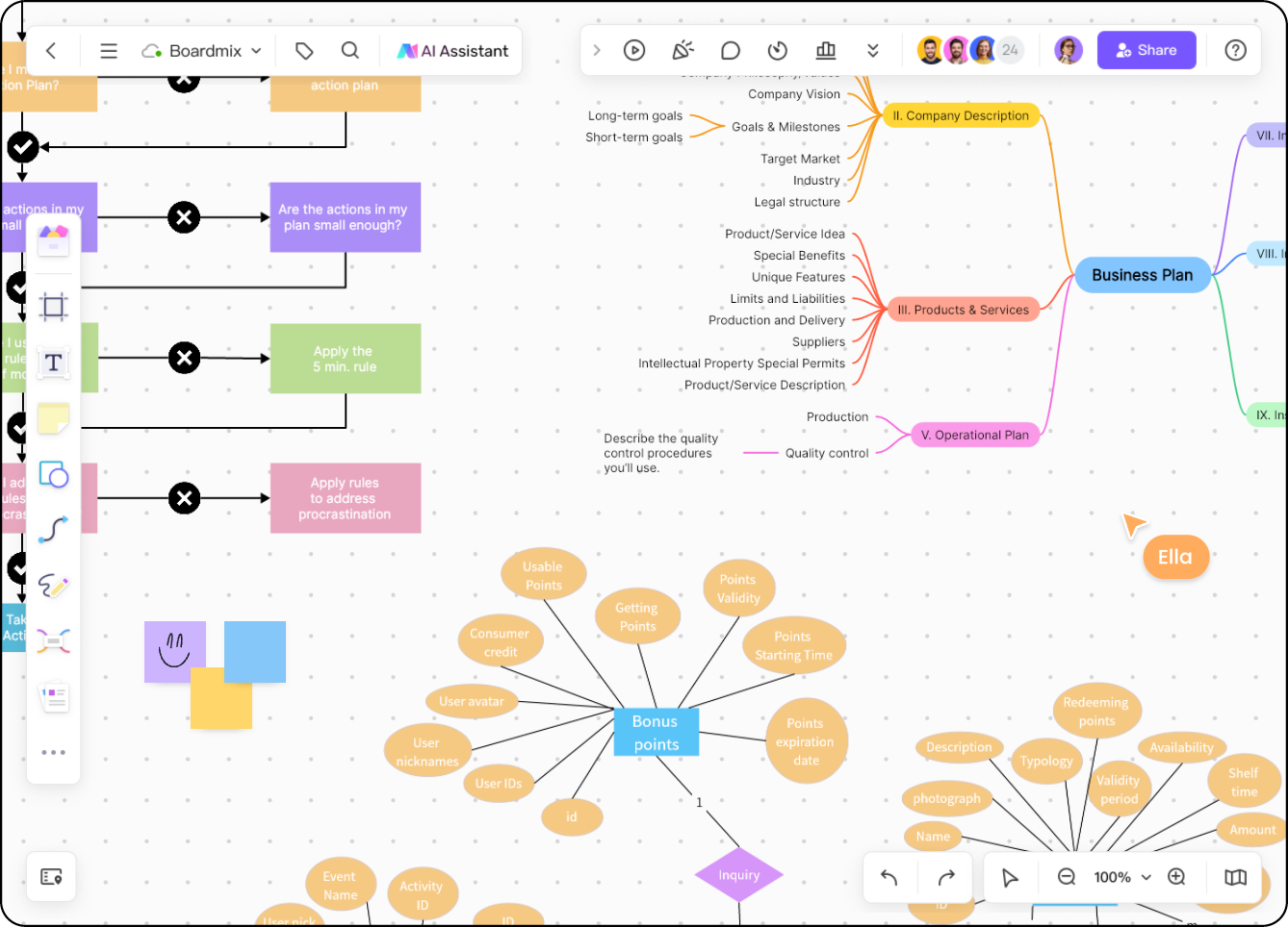 Streamlined workflow with infinite canvas