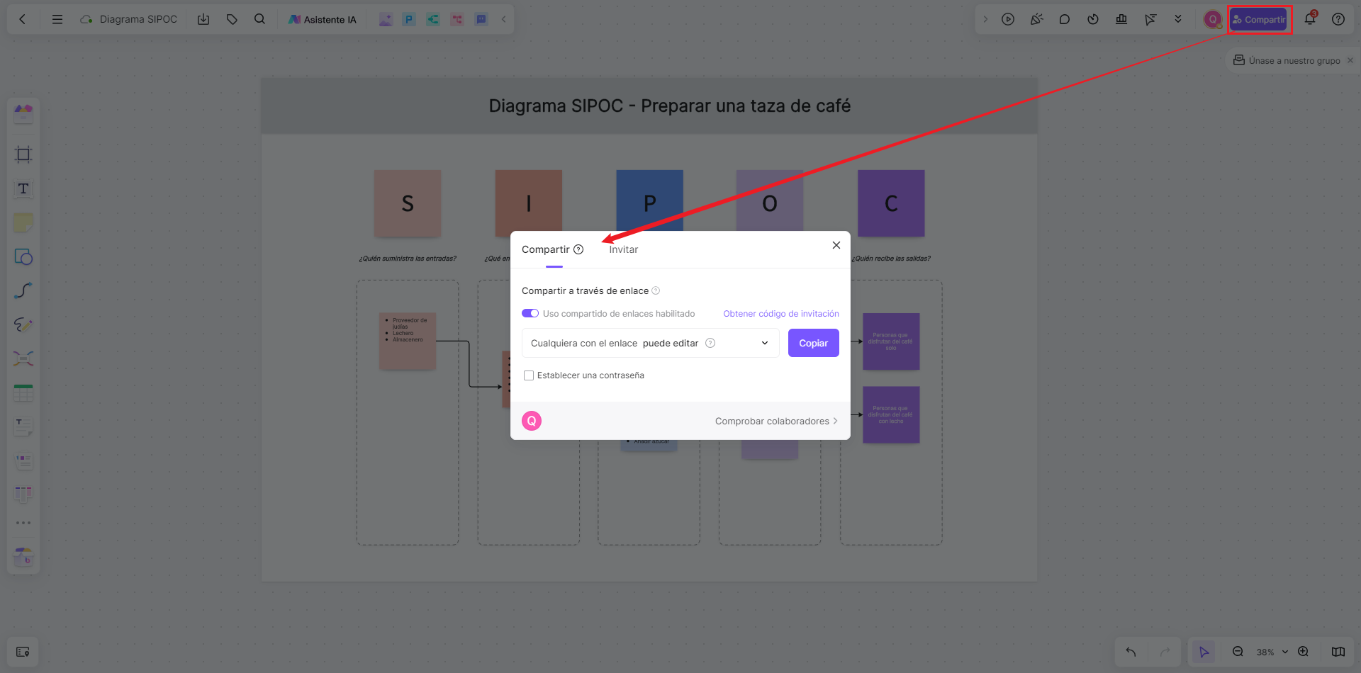 compartir su diagrama con su equipo