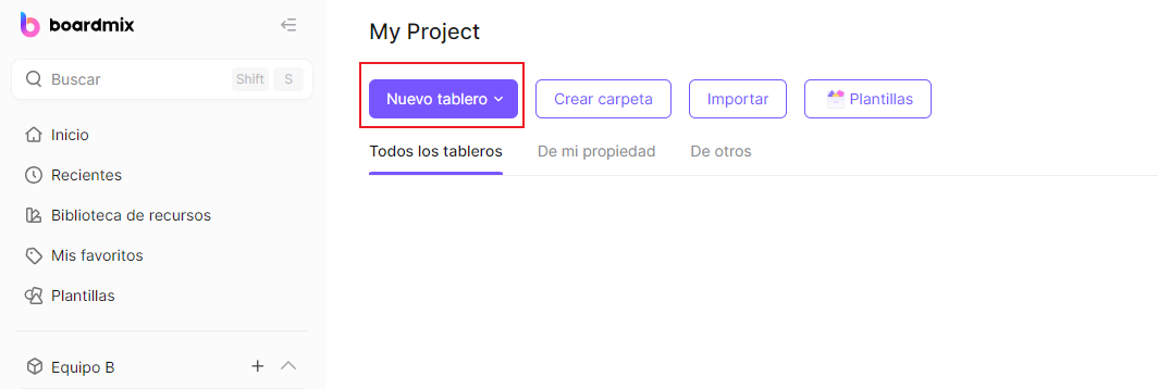 Paso 2: Crear un nuevo tablero