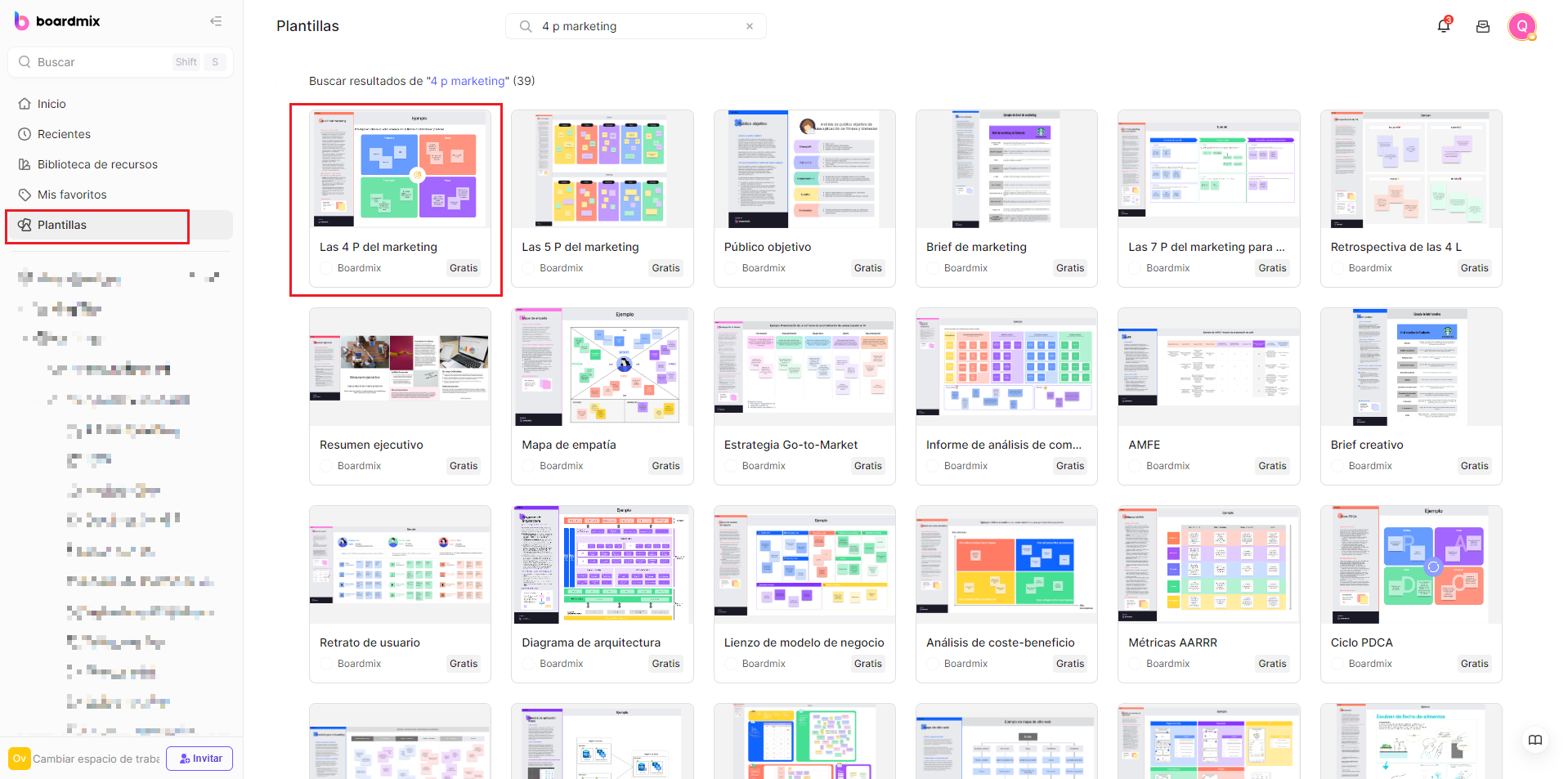 plantilla de las 4 P del marketing