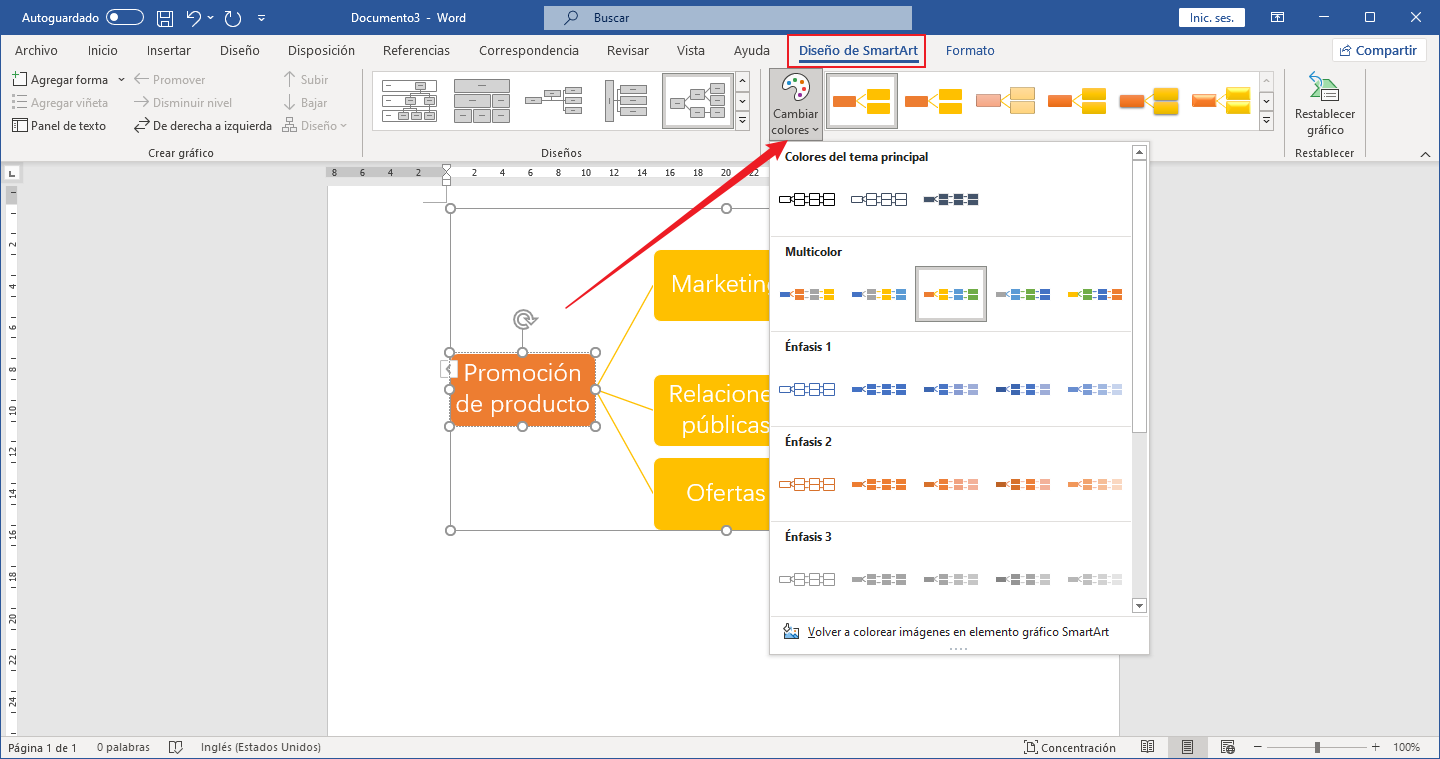 Cambiar colores de SmartArt