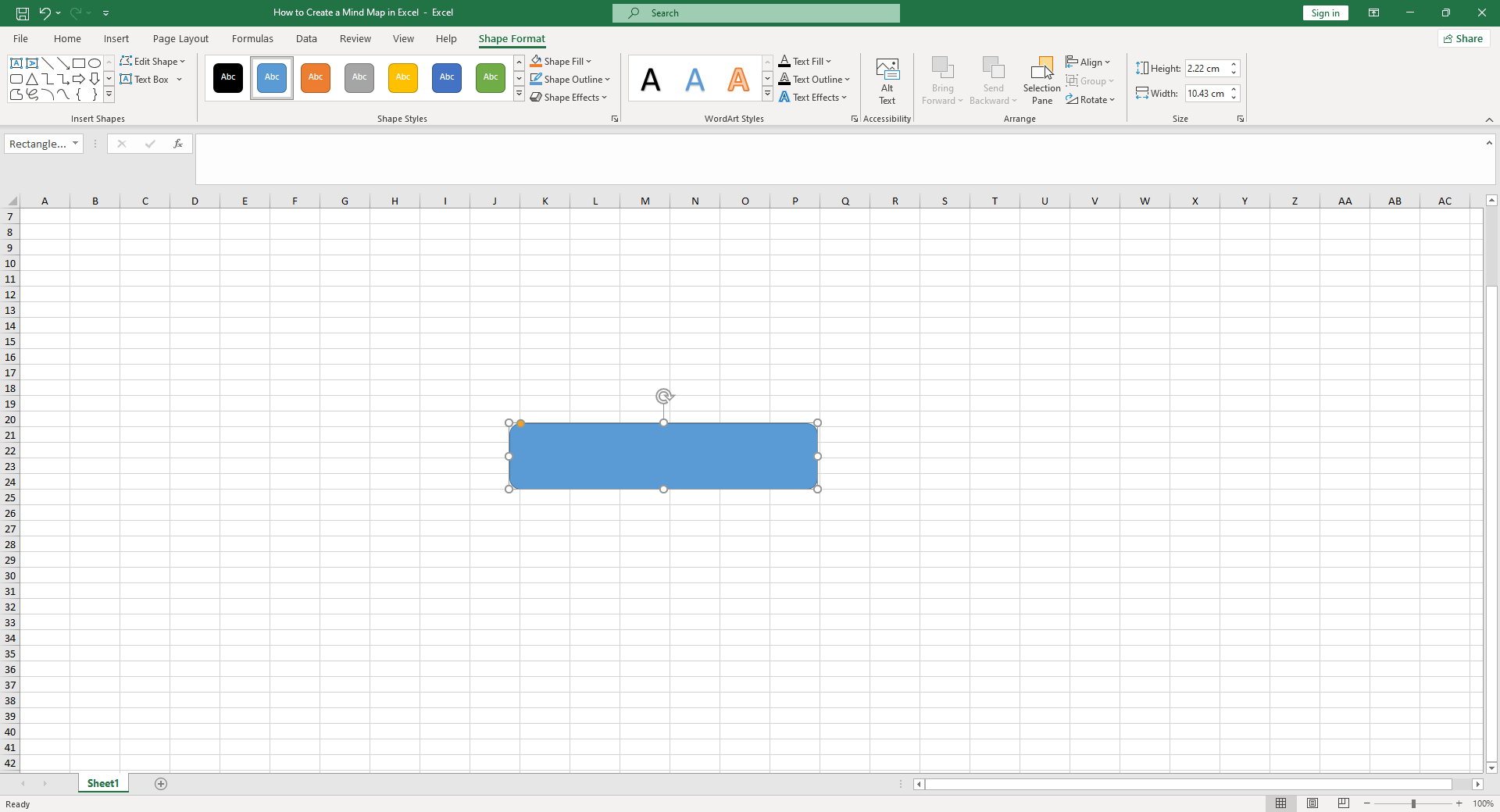Excel 마인드 맵 모양 사용자 지정