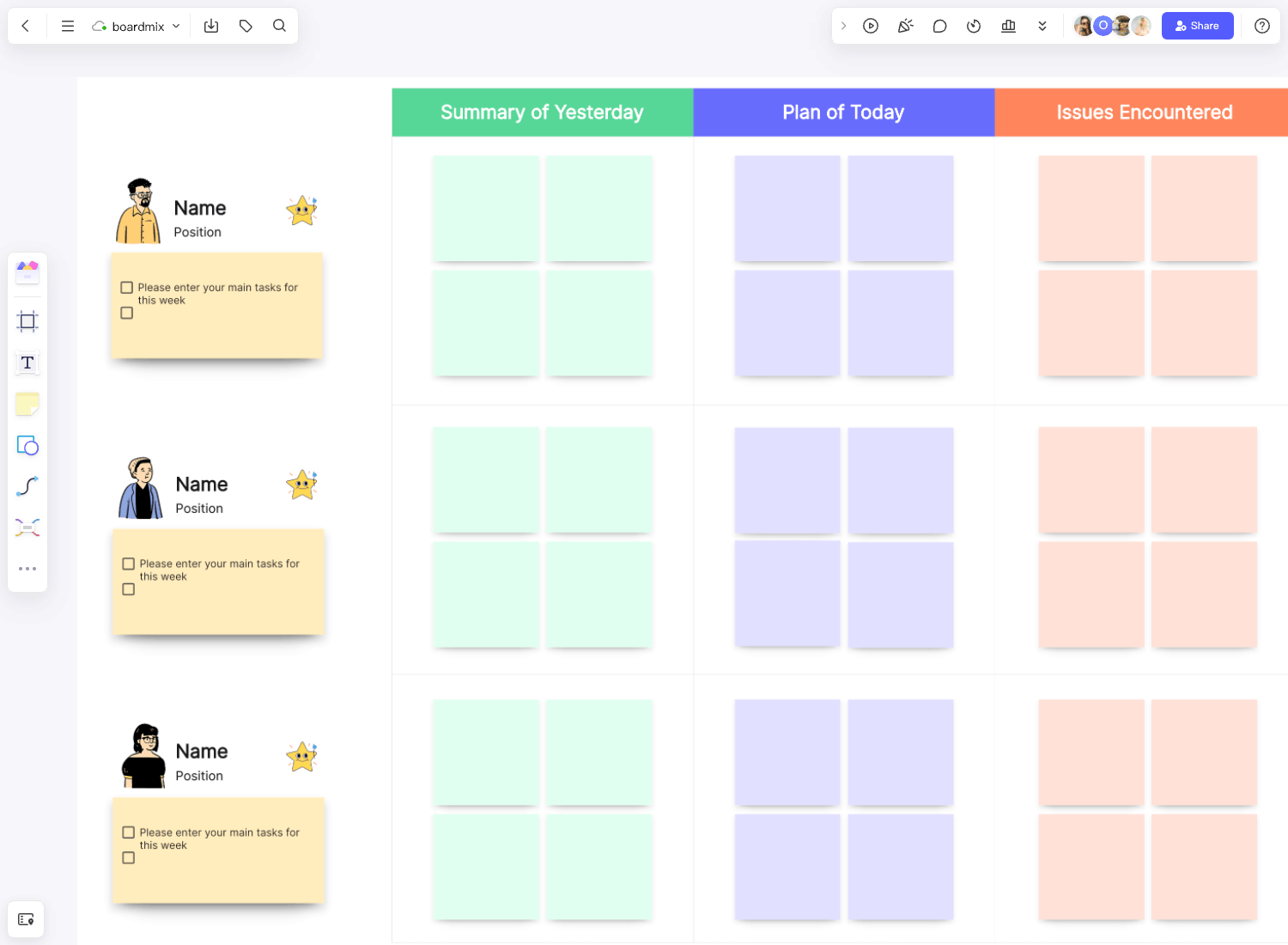 Plantilla de reunión diaria de Scrum