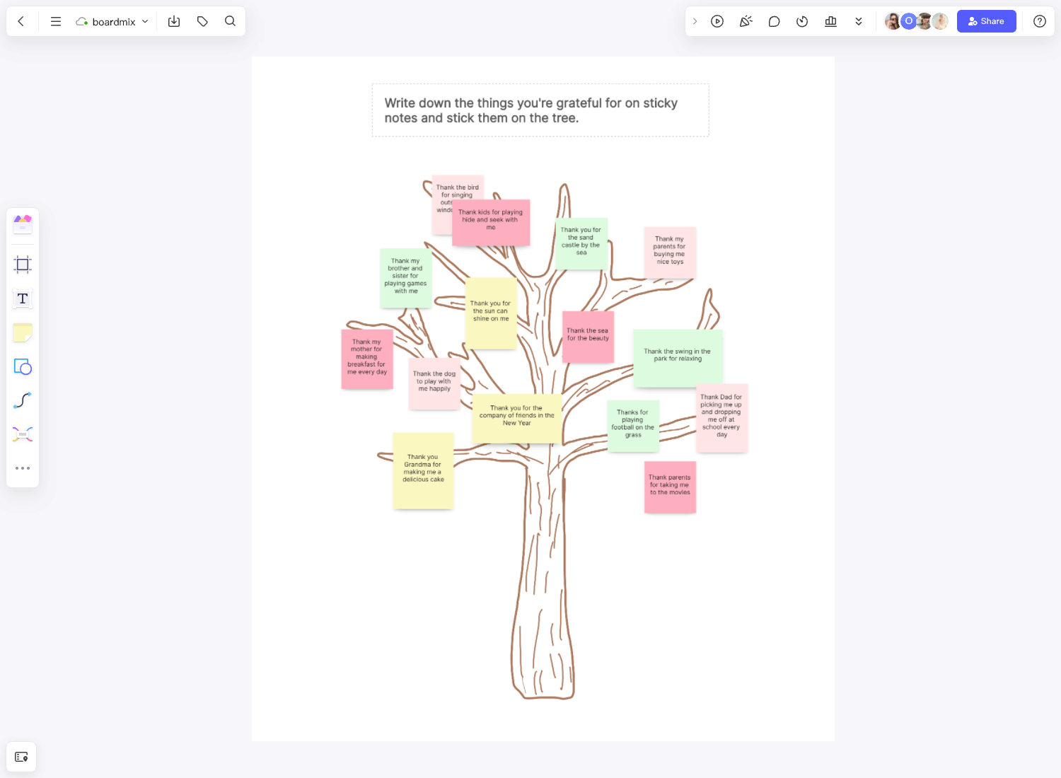 Plantilla de árbol de gratitud