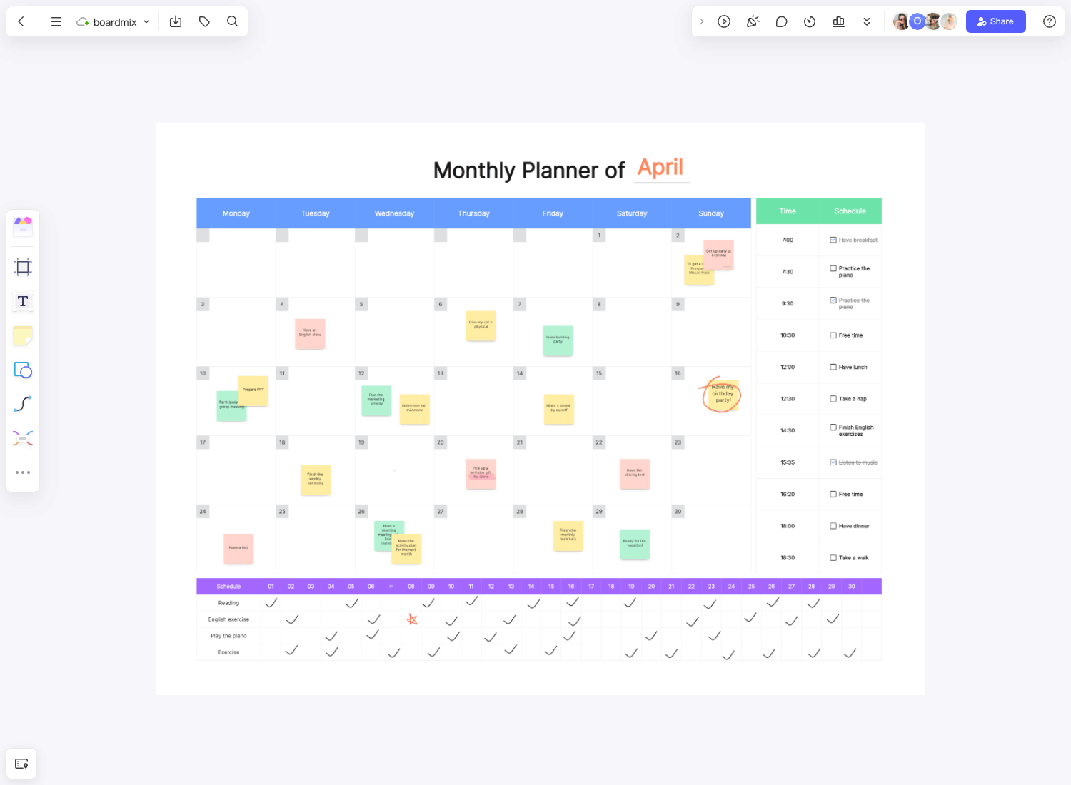 Plantilla de planificador mensual