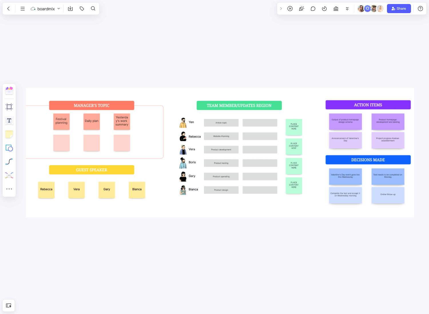 Plantilla de reunión de equipo