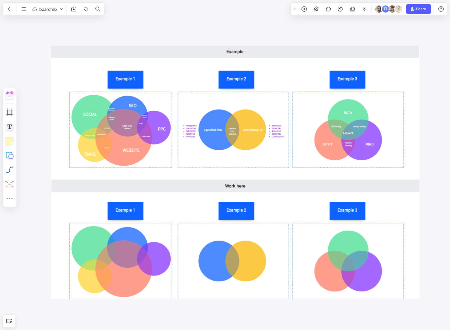 Plantilla de diagrama de Venn