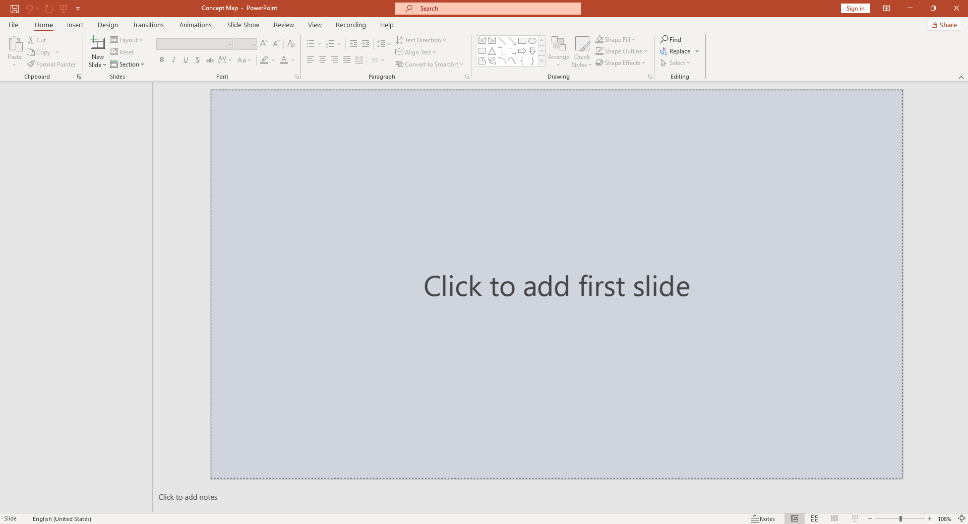Open a new PowerPoint presentation and select a blank slide.