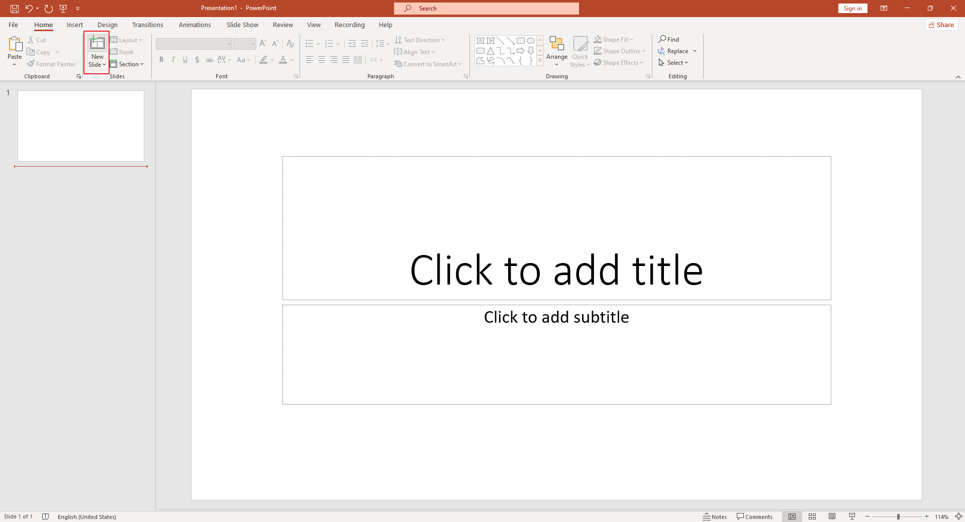 Create a new slide