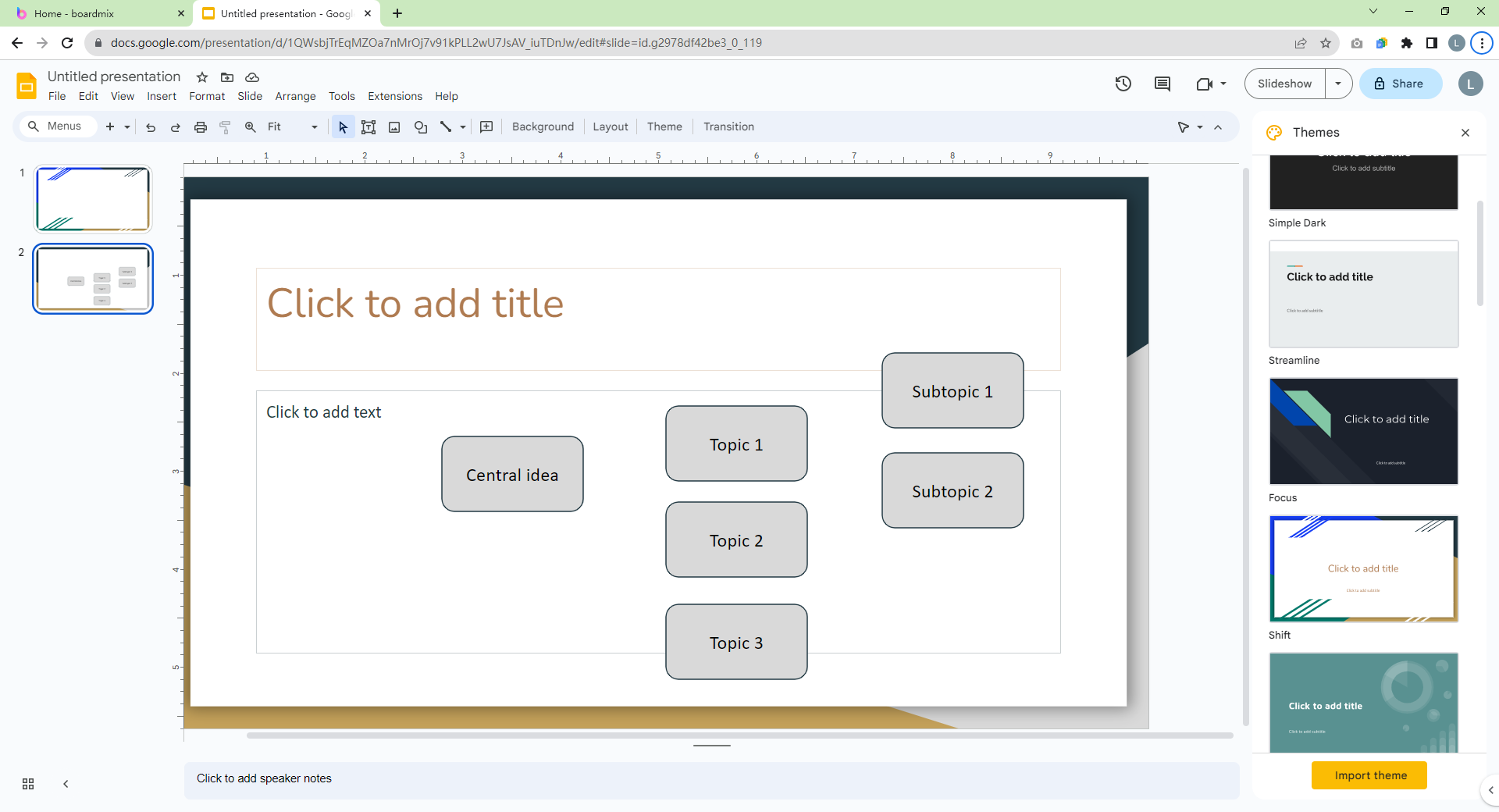 5. Add more shapes for each related idea or sub-topic around your central idea.