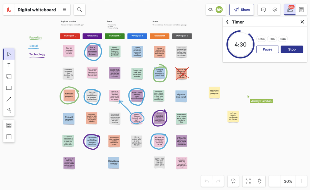 Online shared online whiteboard